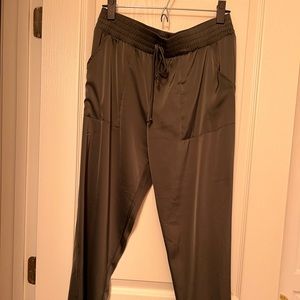 SOCIALITE Olive Green Silky Soft Drawstring Jogger w/ optional Ankle Tie Accent